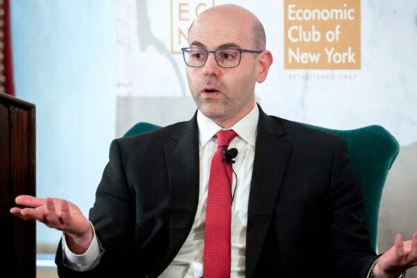 Stephen Miran, governor of the Federal Reserve, speaks during an Economic Club of New York luncheon in New York, on Monday, Sept. 22, 2025. (Michael Nagle/Bloomberg/Getty Images / Getty Images)