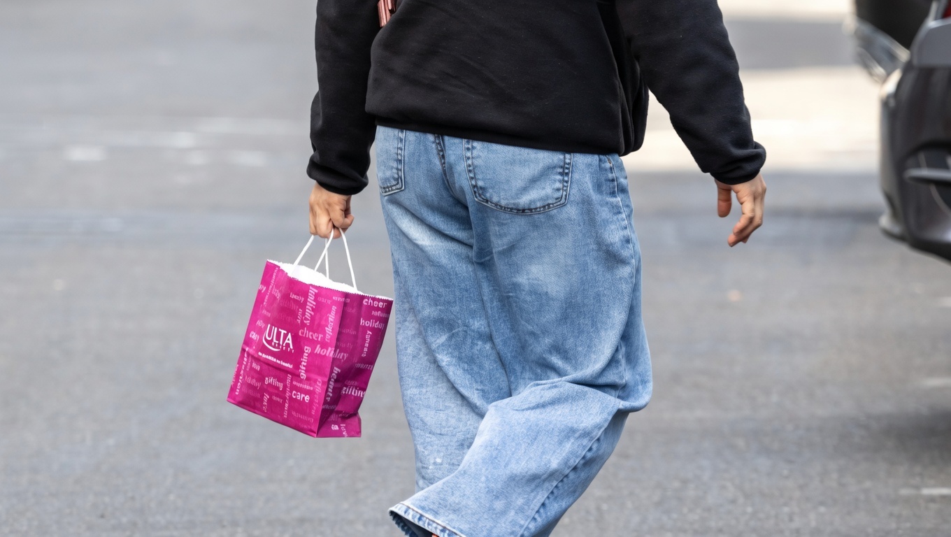 A shopper carries an Ulta Beauty bag outside a store in Pinole, California, Dec. 3, 2025. David Paul Morris | Bloomberg | Getty Image